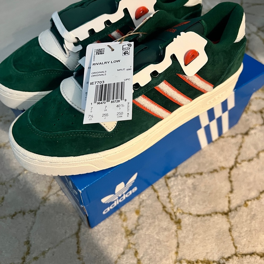Adidas Green and White Classic Sneakers